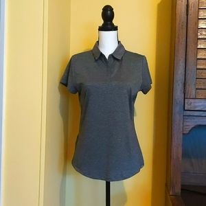 Eddie Bauer gray striped collar short sleeve